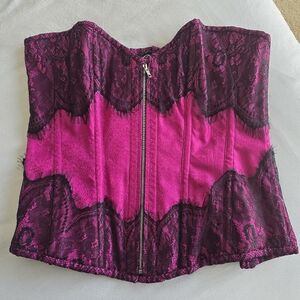 Pink and Black Lace Corset Top